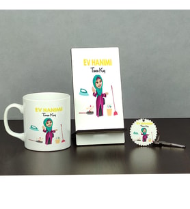 Ev Hanımı Üçlü Set (Kupa + Telefon Standı + Anahtarlık)
