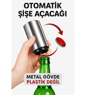 Otomatik Açacak Manyetik Meşrubat Kapak Açacağı Gümüş Renk Metal Kapak Bas Çek Mıknatıslı Şişe Kapak