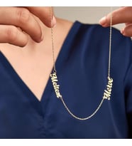 Kişiye Özel 925 Ayar Gümüş Çift İsim Kolye (Gold)