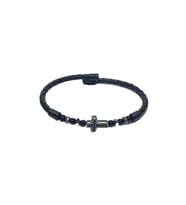 JTSS26BLK1775 PASLANMAZ ÇELİK BİLEZİK HAKİKİ DERİ KAPLAMA ZİRKON ONYX VE HEMATİT DOĞALTAŞLI GARANTİLİ JANTİ BİLEKLİK