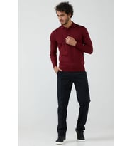 Erkek Polo Yaka Triko Kazak - Bordo
