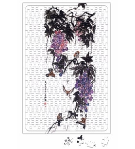 Chinese Painting Birds Playing Around Grapes Puzzle