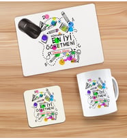 BK Gift Kişiye Özel İsimli Öğretmenler Günü Tasarımlı Kupa, Bardak Altlığı ve Mousepad Hediye Seti - 15, Öğretmene Hediye, Öğretmenler Günü