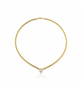 Oval Taşlı Balık Sırtı Kolye ZKU107
