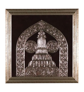 e38 EL İŞÇİLİĞİ HACIKILIÇ CAMİİ KAPISI ALİMİNYUM FOLYA KABARTMA TABLO 66 x 68 cm - 5933