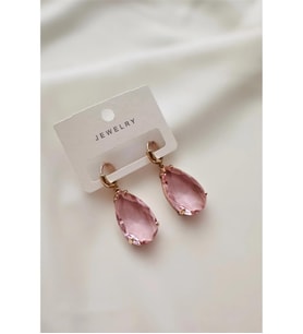 ZARİF PEMBE BÜYÜK KRİSTAL KÜPE 4 CM.