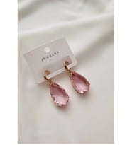 ZARİF PEMBE BÜYÜK KRİSTAL KÜPE 4 CM.