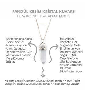 Doğaltaş KRİSTAL KUVARS Pandül Kesim Kadın Erkek (Unisex) İster Kolye İster Anahtarlık