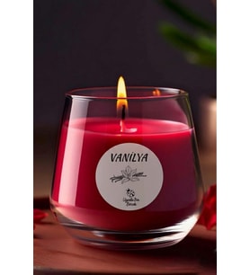 Vanilya Kokulu Kırmızı Mum - %100 Soya Mumu Aromaterapi ve Dekoratif Kokulu Mum - 300 cc hediyelik (Yılbaşı Kırmızısı)