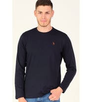 T8588 DEWBERRY BİSİKLET YAKA UZUN KOL T-SHIRT-LACİVERT