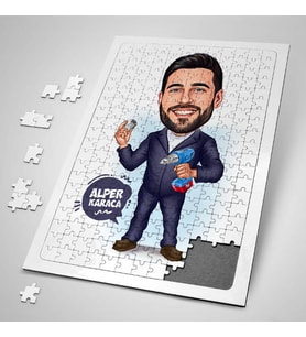 Kişiye Özel Hediye 240 Parça Tamirci Erkek Karikatürlü Puzzle