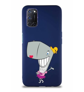 Oppo A72 Soft Premier Kapak Pearl Yengeç Tasarımlı Silikon Kılıf - Lacivert (Şeffaf)