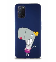 Oppo A72 Soft Premier Kapak Pearl Yengeç Tasarımlı Silikon Kılıf - Lacivert (Şeffaf)