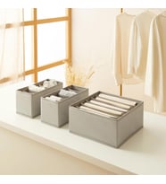 Ocean Home Textile 3'lü 6 Bölmeli Gri Balıksırtı Çekmece İçi Düzenleyici Kutu Set