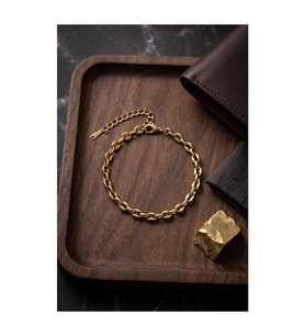 316L Çelik Gold Renk Rolo Zincir Model Erkek Bileklik TJ-EB3839