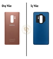 Samsung Galaxy S9 Plus Gold Renk Arka Kapak Arka Cam Batarya Kapağı Pil Kapağı Lazer Kesim Back Cover Galaxy S9 Plus Uyumlu
