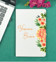 Anneler Günü Hediyesi Kişiye Özel Çiçek Tasarımlı Beyaz Defter