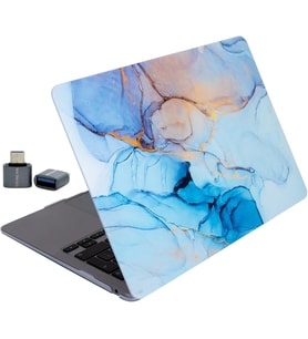 MacBook Air 13.6 İnç Mermer Desenli Kılıf A2681 A3113 A3240 A3449 M2 M3 M4 M5 Uyumlu Sert Kapak Hard Case Açık Mavi