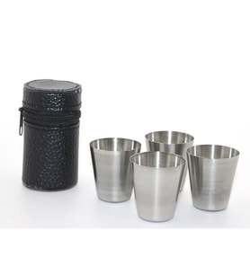 Deri Kılıflı 4'Lü Shot Bardak Seti