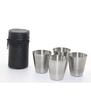 Deri Kılıflı 4'Lü Shot Bardak Seti