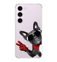 PrintiFy Samsung Galaxy S23 Plus Uyumlu Köpek 2 Baskılı Şeffaf Köşe Korumalı Antişok Kılıf