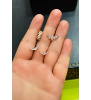 Papatya Silver Çelik Üç Renkli  4'lü Kombinli Tragus Küpe Model 6