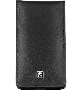 Maniküreset und Pediküreset Nagelpflege aus Echtleder mit Druckknopf, CLASSIC INOX, 4-teilig, schwarz