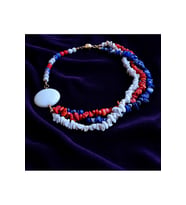 Kırık Mercan Lapis Havlit 3 Sıralı Ruhsal Denge Konsantrasyon Ve Nazar Koruma Kolyesi (Çok Renkli)