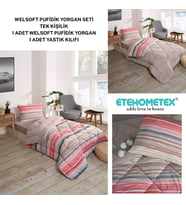 ETE HOMETEX TEK KİŞİLİK LÜX WELSOFT YORGAN SETİ TASEL BEJ 155X215CM 8696474231959
