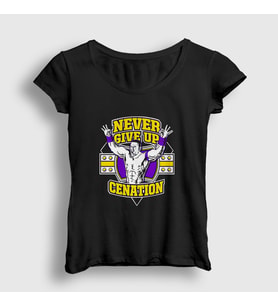 Presmono Kadın Siyah Cenation Güreş Wwe John Cena T-Shirt 496379tt