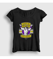 Presmono Kadın Siyah Cenation Güreş Wwe John Cena T-Shirt 496379tt