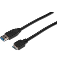 USB 3.0 Bağlantı Kablosu, USB A Erkek - USB micro B Erkek, 1 metre, AWG 28, USB 3.0 uyumlu, UL, siy
