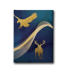 Golden Geyik Kartal Canvas Tablo MİND574