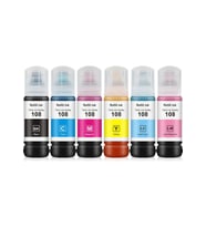 EPSON 108 (ET-18100/L18050/L8050) Muadil EcoTank Kartuşu Mürekkep seti 6 renk/Black/ Cyan/ Magenta/ Yellow / Light Cyan/ Light Magenta