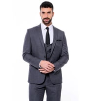 Desensiz Slim Fit Antrasit Erkek Takım Elbise - Wessi (Füme)