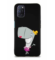 Oppo A92 Soft Premier Kapak Pearl Yengeç Tasarımlı Silikon Kılıf - Siyah (Şeffaf)