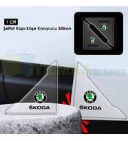 Skoda Logo Kapı Kenar Köşe Koruyucu Çarpma Çizilme Önleyici Silikon Şeffaf Damla Etiket 1 Çift