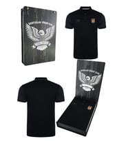 Beşiktaş Orijinal Lisanslı Lazer Baskılı Polo Yaka Siyah Spor T-Shirt