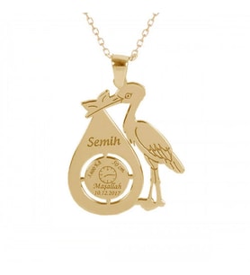 Leylek Kolye İsimli Çocuklu Kolye