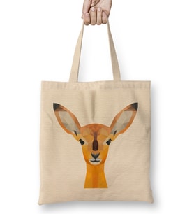 Geometric Animal Deer Bez Çanta Uzun Saplı