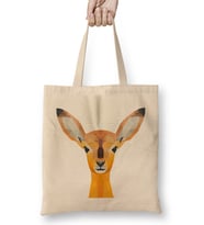 Geometric Animal Deer Bez Çanta Uzun Saplı