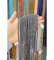 Hematit Taşı Silindir Kesim Mat Gri 4x5mm Doğal Taş Dizi