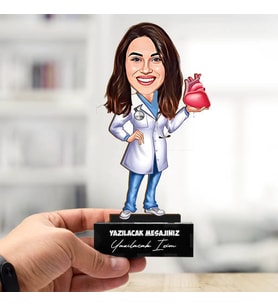 Kişiye Özel Kadın Kalp Doktoru Karikatürlü Biblo