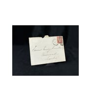 İngiltere Klasik Dönem 1874 Victoria Dönemi Red Penny Pullu Zarf postadan geçmiş Plate Number 34 H