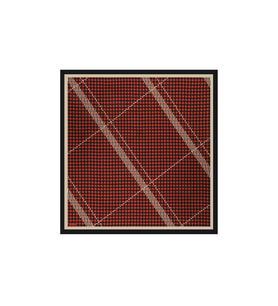 Bursa İpek Kırmızı Çizgi Kazayağı Desen Twill İpek Eşarp