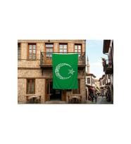Kelime-İ Tevhid Ay Yıldız Yeşil Bayrak 140gr Premium Raşel Kumaş 300x450cm