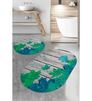 Yeşil Çınar 3D Banyo Halısı Klozet Oval Paspas Seti BS069