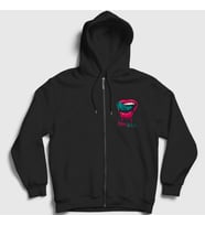 Presmono Unisex Siyah Tongue Dil Dudak Falling In Reverse Fermuarlı Kapüşonlu Sweatshirt 504573tt