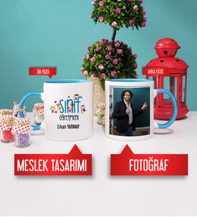 Sınıf Öğretmeni Kupa Bardak Mavi Fotoğraflı