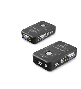Vga Usb Kvm Switch 2 In 1 Out + 2 Port Usb Console + 2 Port Usb Pc (Klye/Mouse + Yazıcı) - Siyah HDX1360